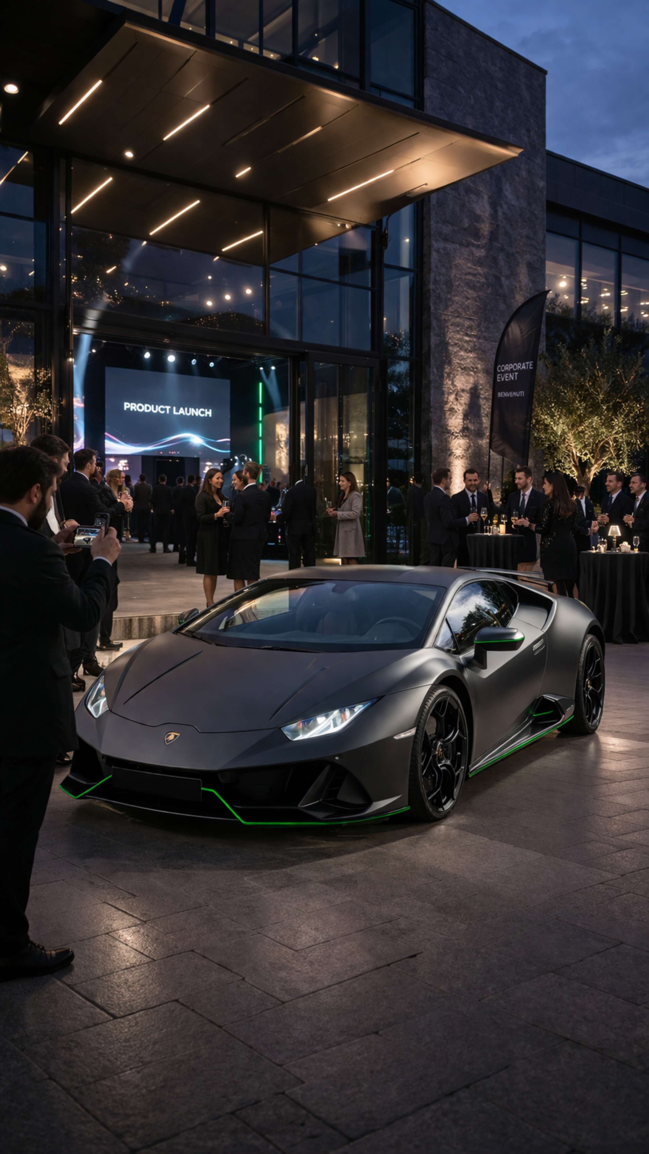 Auto di lusso come elemento scenografico per eventi a Milano